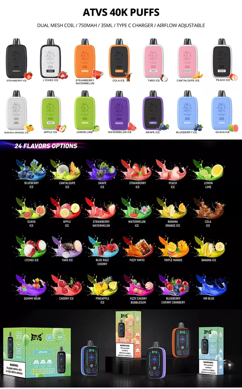 atvs disposable vape 40k puffs 24 flavors list