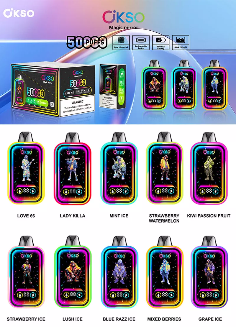 Okso 50000 puffs disposable vape 10 flavors list