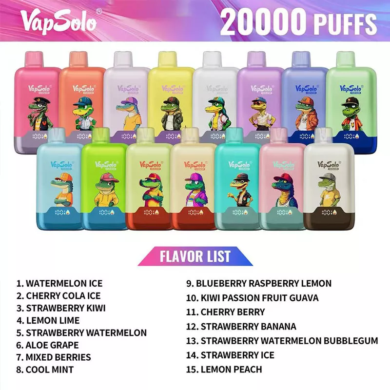 vapsolo honor 20000 puffs 15 flavors list in stokcs
