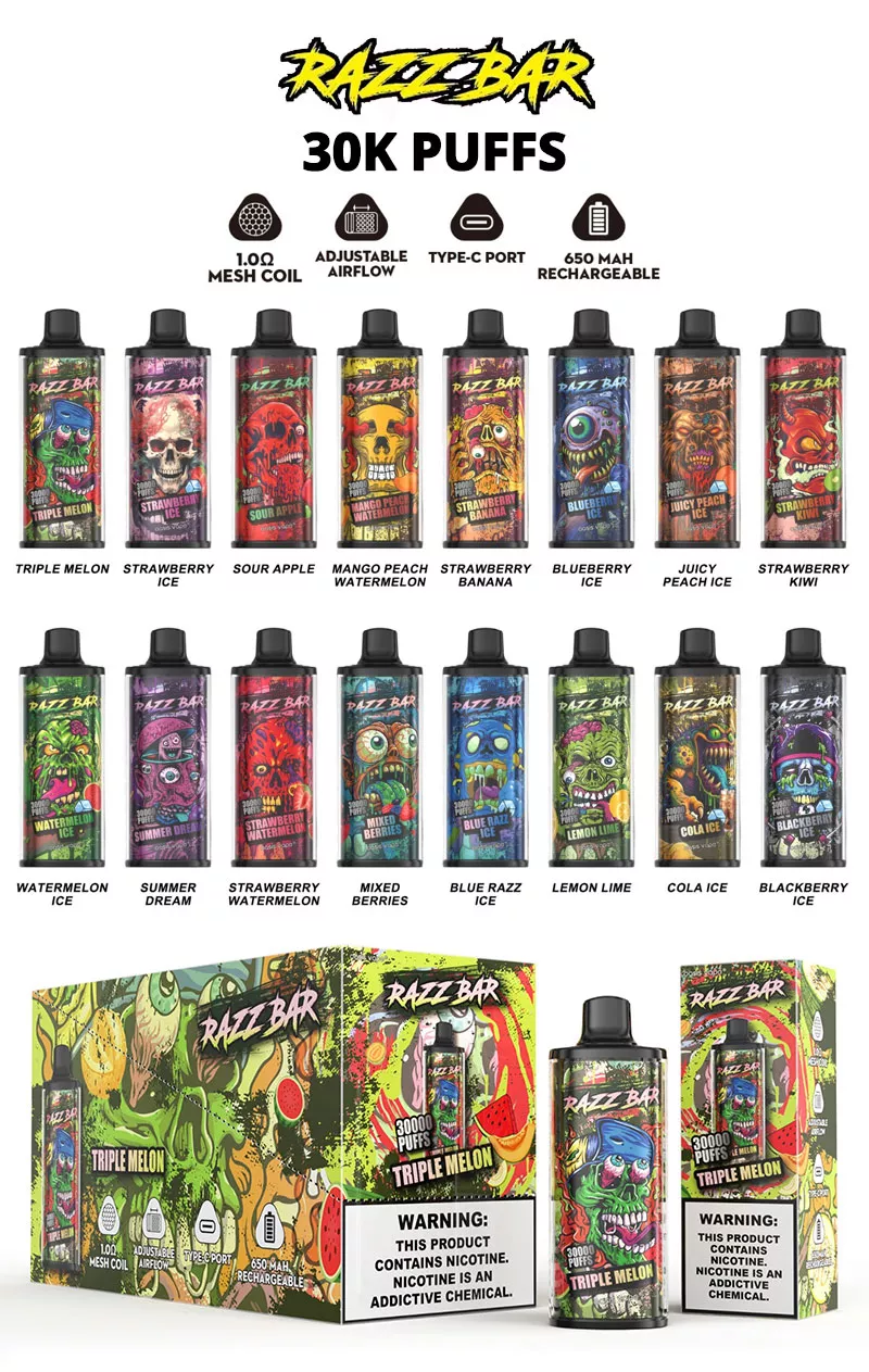 Razz Bar 30000 Puffs 16 Flavors list 30k puff