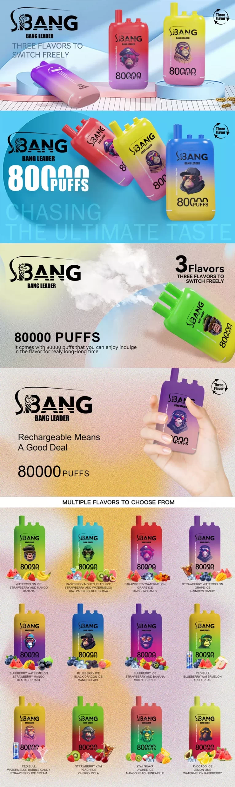 bang leader 80k puffs 80000 vape 3 in 1 flavor list