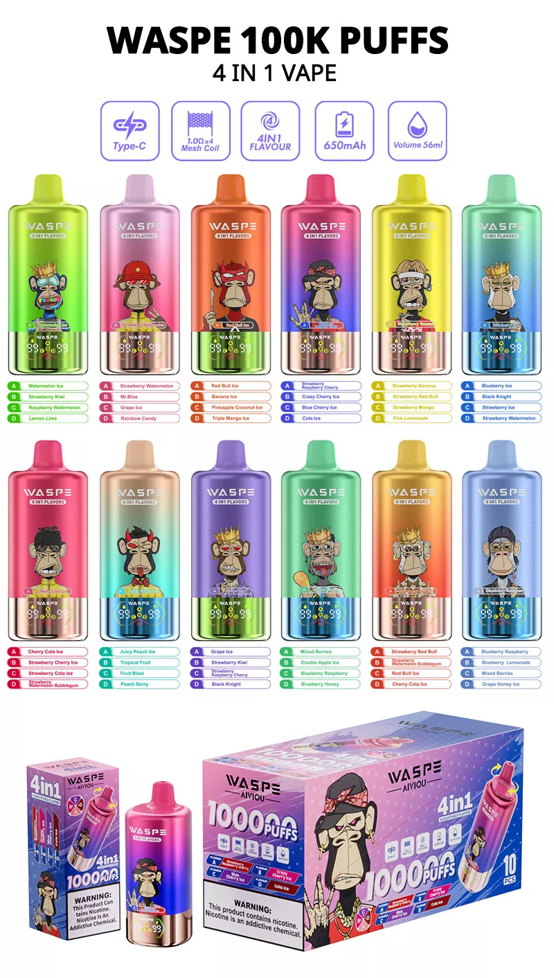 waspe 100k puffs 4 in 1 vape flavor list