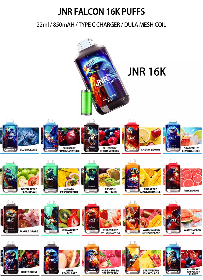 jnr falcon 16000 puffs 16k puff vape flavor list