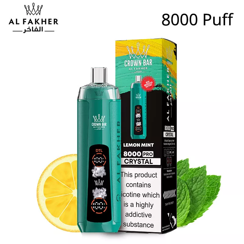 al fakher crystal 8000 puffs vape lmeon mint