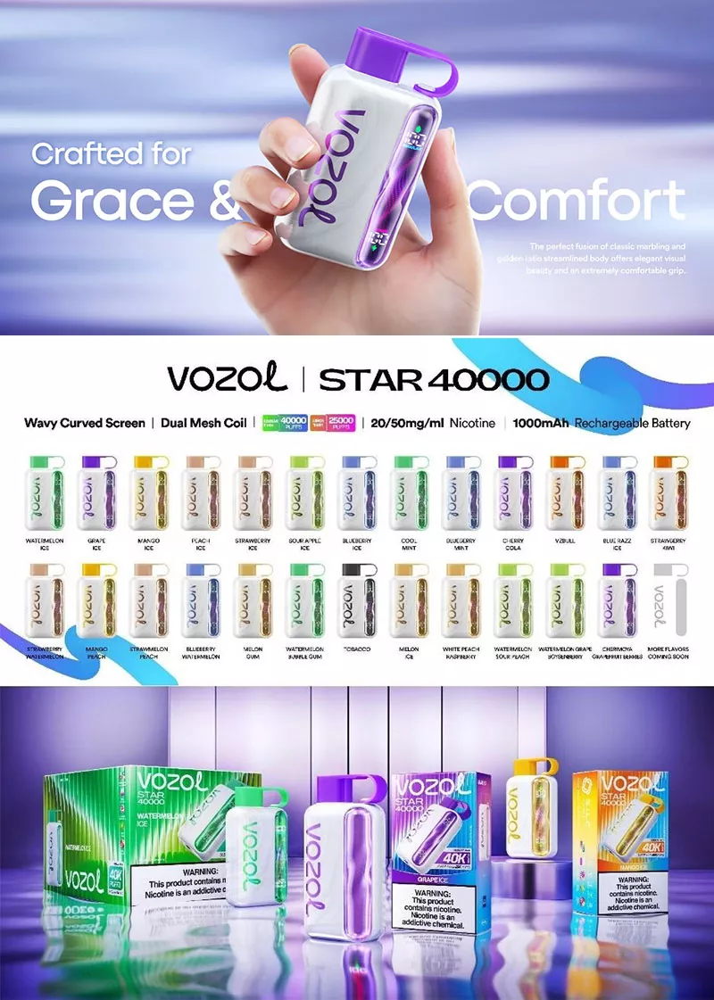 vozol star 40000 puffs 40k vape 22 flavor list