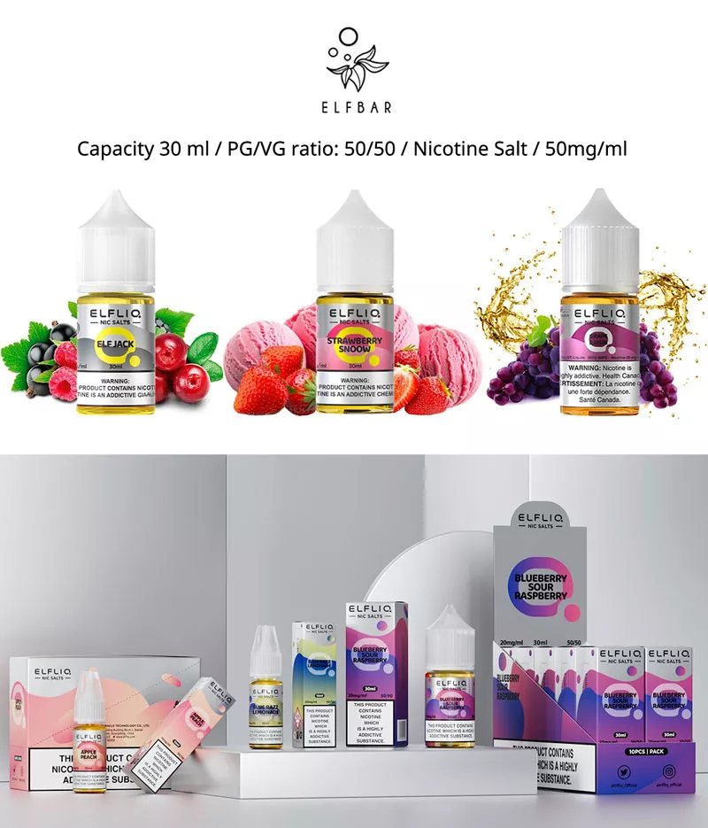 elfliq nic salts 50mg 30ml 20flavors list