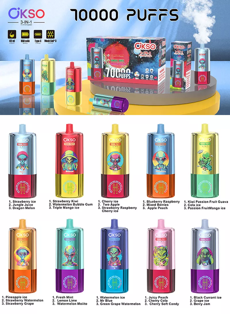 okso 3 in 1 vape 70k 70000 puffs 10 flavor list