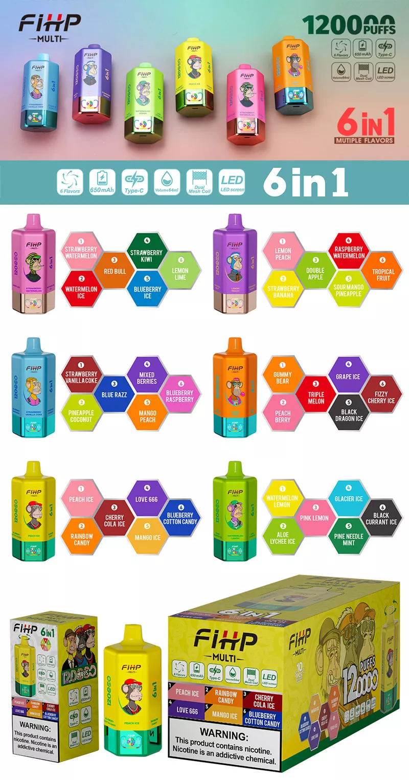 fihp 120k puffs 6 in 1 vape 6 flavors list