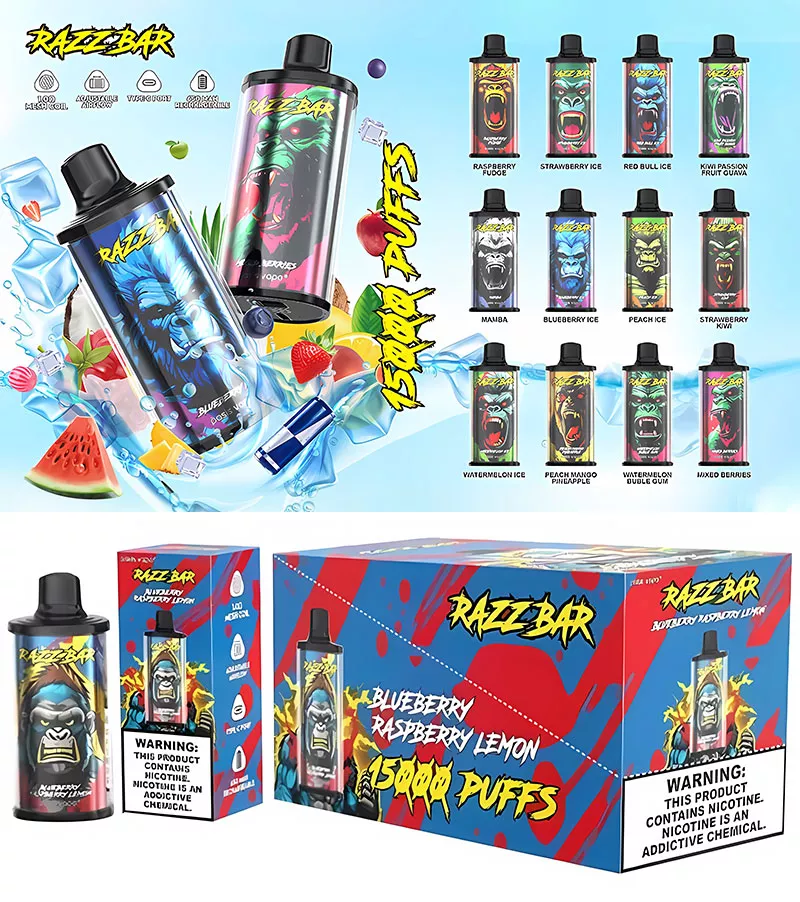 razz bar 15000 puffs 16 flavors list in stocks