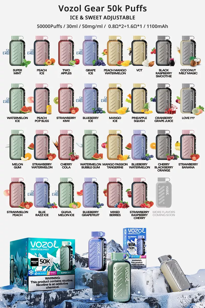 vozol gear 50k puffs ice & sweet adjustable 30 flavors list