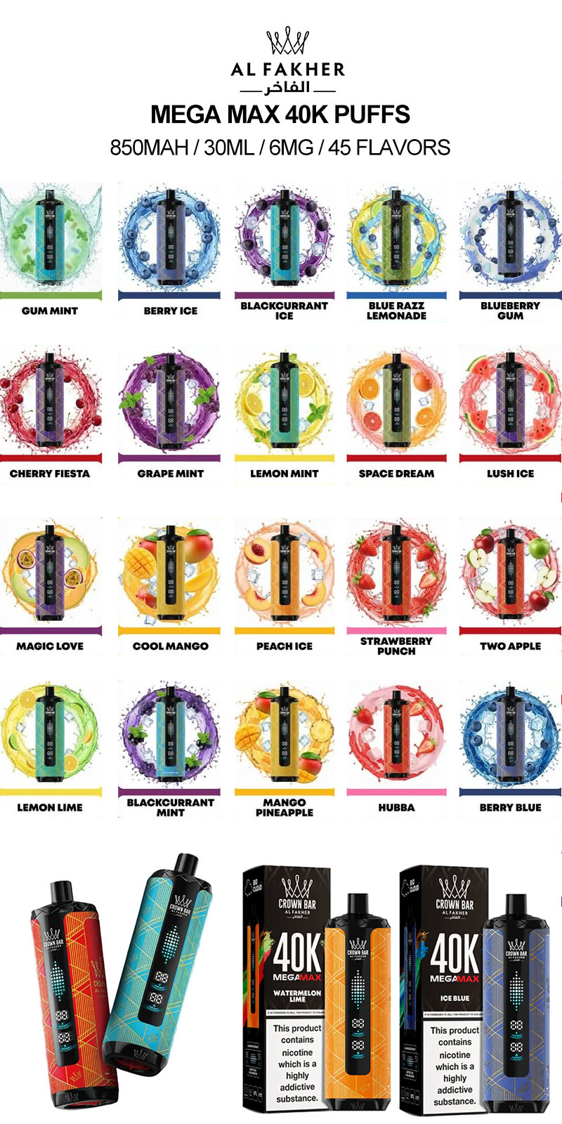 al fakher mega max 40000 puffs 45 flaovrs list