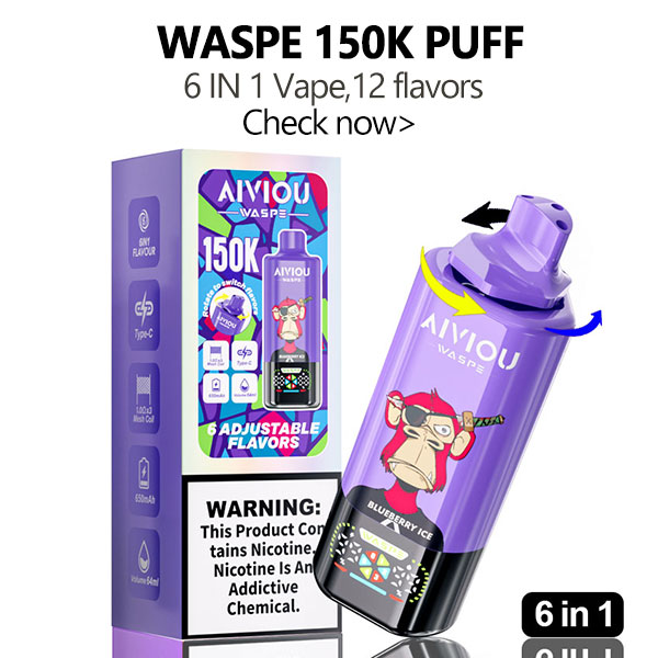 waspe 150k puffs 6 in 1 vapes display wholesale price