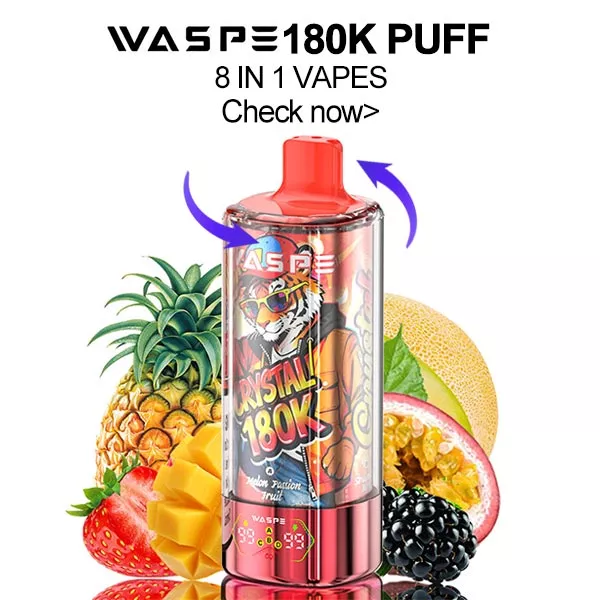 Original Waspe 180k puffs 8 in 1 vapes digital vape